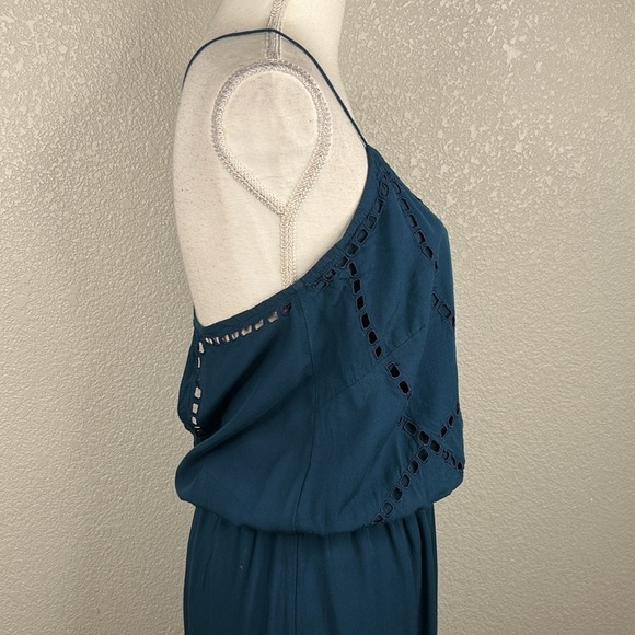 Angels by the Sea Dark Green Boho Summer Spaghetti Strap Embroidered Dress Sz L - Picture 5 of 8